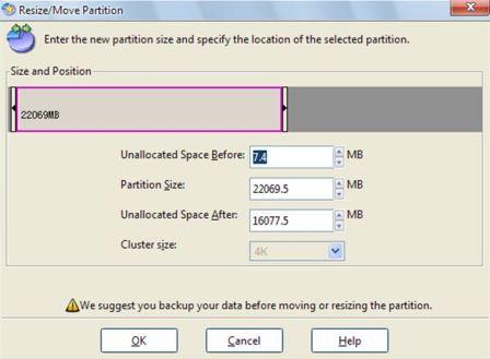 Resize and Move Partition