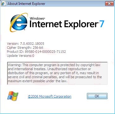 IE7 in Windows Vista SP2