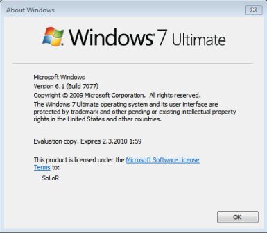 Windows 7 64-bit Build 7077 (RC-Escrow)