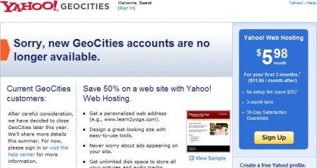 Yahoo! GeoCities Alternative Web Hosting