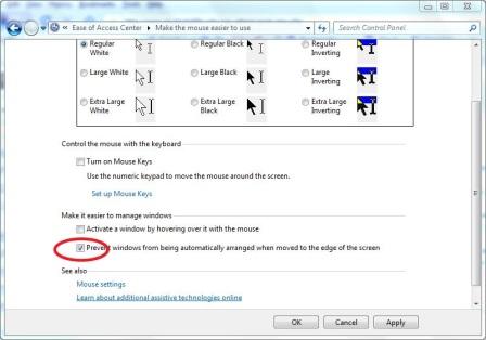 Disable Windows 7 Aero Snap Auto Arrange and Maximize Window