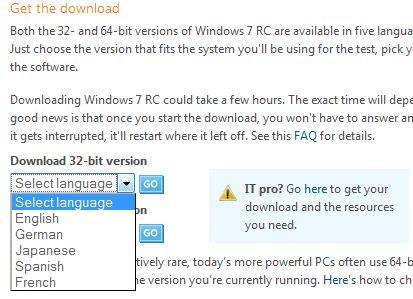 Download Windows 7 RC