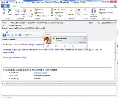 Outlook 2010 Voicemail
