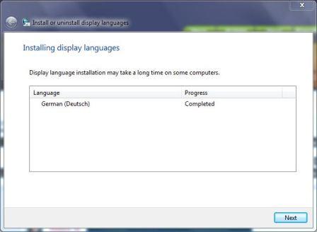 Completed Installation of Display Language