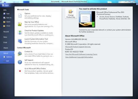 Microsoft Office 2010 Technical Preview 1 (Beta v14.0.4006.1010