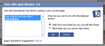 One Click Facebook Quiz Blocker