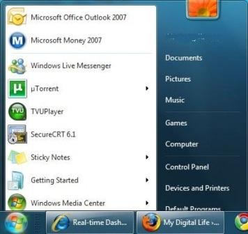 Fall Down Start Menu in Windows 7