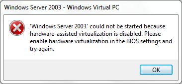 Hardware-assisted Virtualization Off