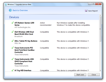 Windows 7 Upgrade Advisor Devices Compatibility