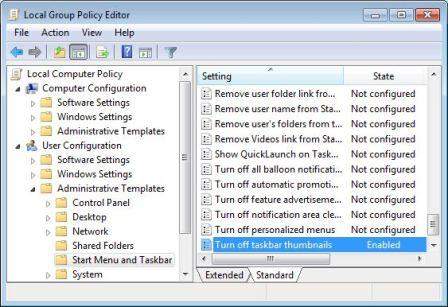 Disable Taskbar Thumbnail Preview in Windows Vista and Windows 7