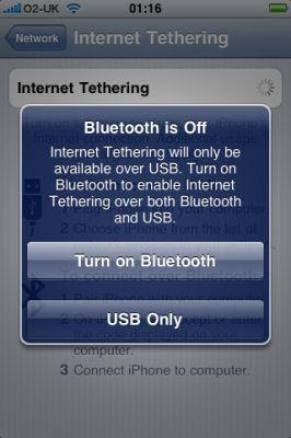 Tether iPhone on USB or Bluetooth