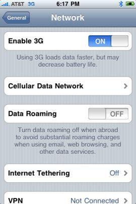 Internet Tethering Option on iPhone