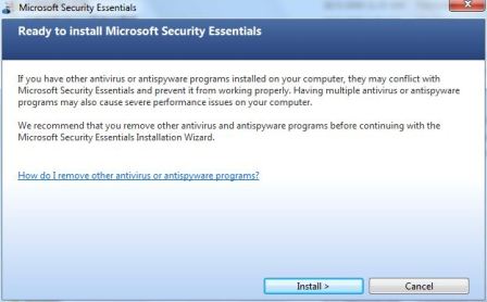 Installing Microsoft Security Essentials
