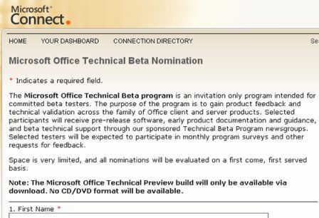 Microsoft Office Technical Beta Connect