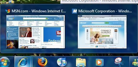 Windows 7 Taskbar Thumbnails Preview