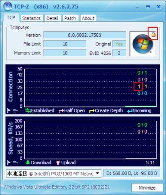 TCP-Z Displays TCP/IP Connection Limits