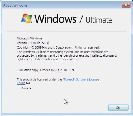 Windows 7 Build 7201 RC2 with SP1