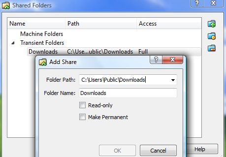 Create New Shared Folder in VirtualBox Virtual Machine