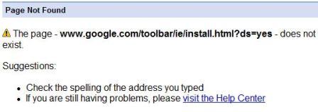 Google Toolbar Installation Page Not Found