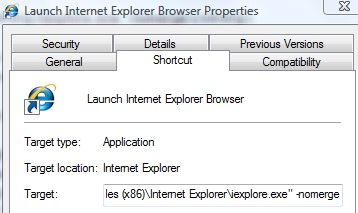 IE8 NoMerge To Run Separate Session Browser Frame