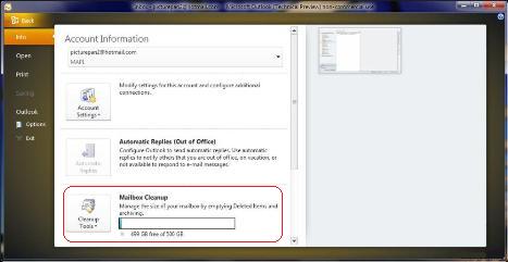 Outlook Connector Mailbox Cleanup