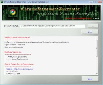 Chrome Password Decryptor
