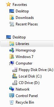 Windows 7 Classic Navigation Pane in Windows Explorer
