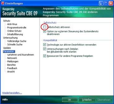 Disable Kaspersky Security Suite 2009 CBE Self Defender to Change Language
