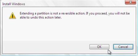 Extend Partition in Windows 7 Setup