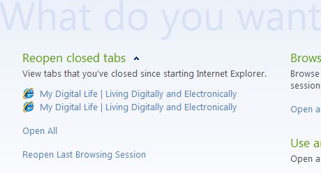 Reopen Closed Tabs in IE8