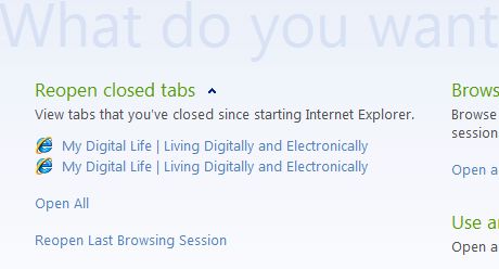 Reopen Closed Tabs in IE8