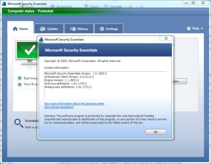 Microsoft Security Essentials 1.0.1500.0