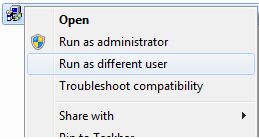 Run as Different User in Windows 7