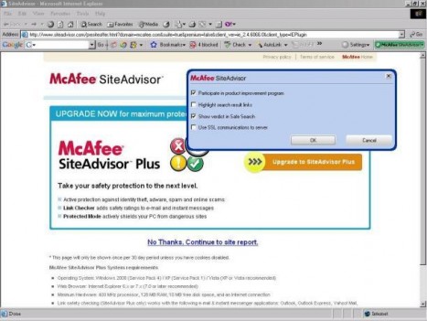 McAfee SiteAdvisor Plus