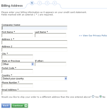 Registration form