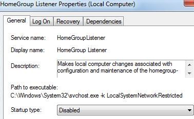 Turn Off HomeGroup Listener and Provider