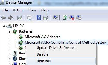 Uninstall Driver in Device Manager