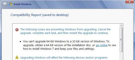 Cannot Downgrade 64-bit to 32-bit Windows 7