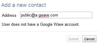 Add Contact to Make Google Wave Public