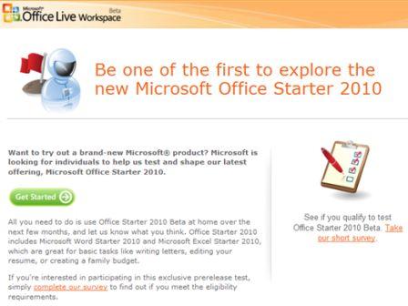 Office Starter 2010 Beta Invitation