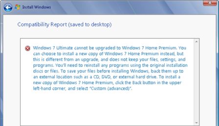 Windows 7 Cannot Downgrade or Convert to Lesser Edition