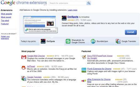 Google Chrome Extensions Gallery