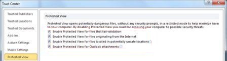 Disable or Enable Office 2010 Protected View