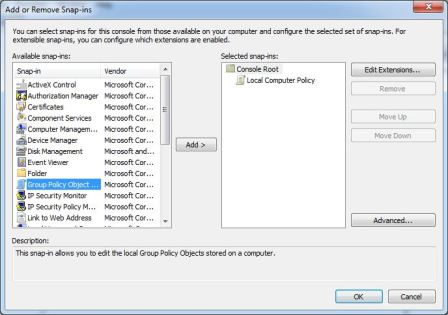 Add Group Policy Object Editor to MMC
