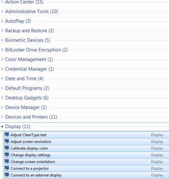 Control Panel Actions