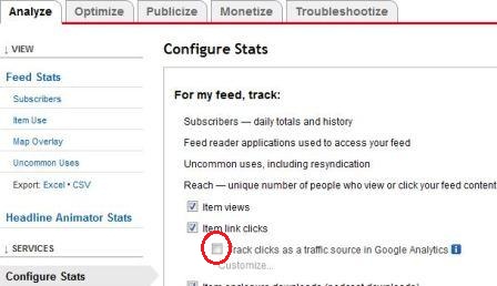 Turn Off FeedBurner Item Clicks Tracking in Google Analytics