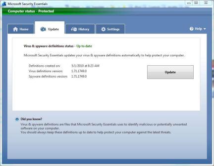Manually Update Microsoft Security Essentials