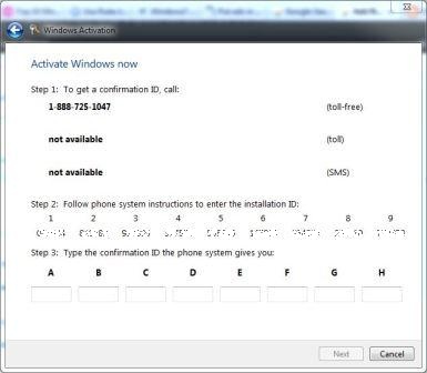Activate Windows 7 by Phone