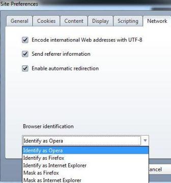 Fake User Agent String in Opera