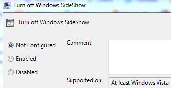 Enable or Disable Windows SideShow